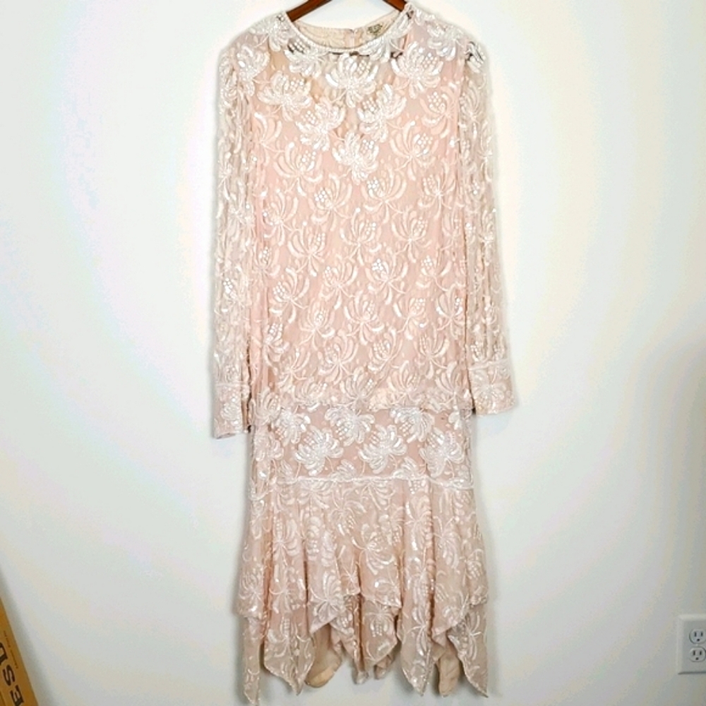 Vintage Pink Beaded Sequin Dress